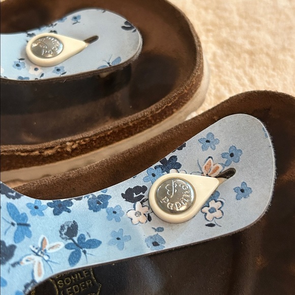 Birkenstock Papillio Gizeh Thong Leather Sandals Floral Butterflies Blue - Picture 14 of 17